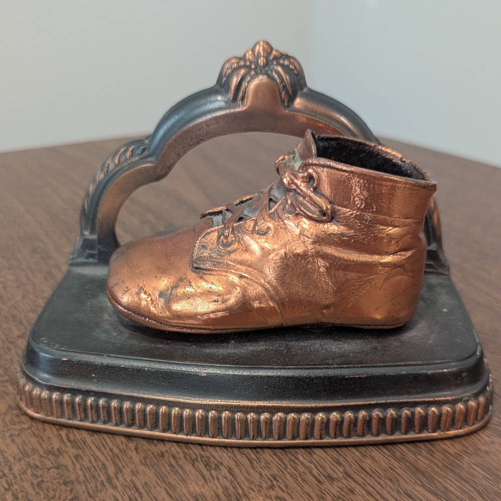 Vtg 50s Mason Masterpiece Copper Baby Shoe Bookend